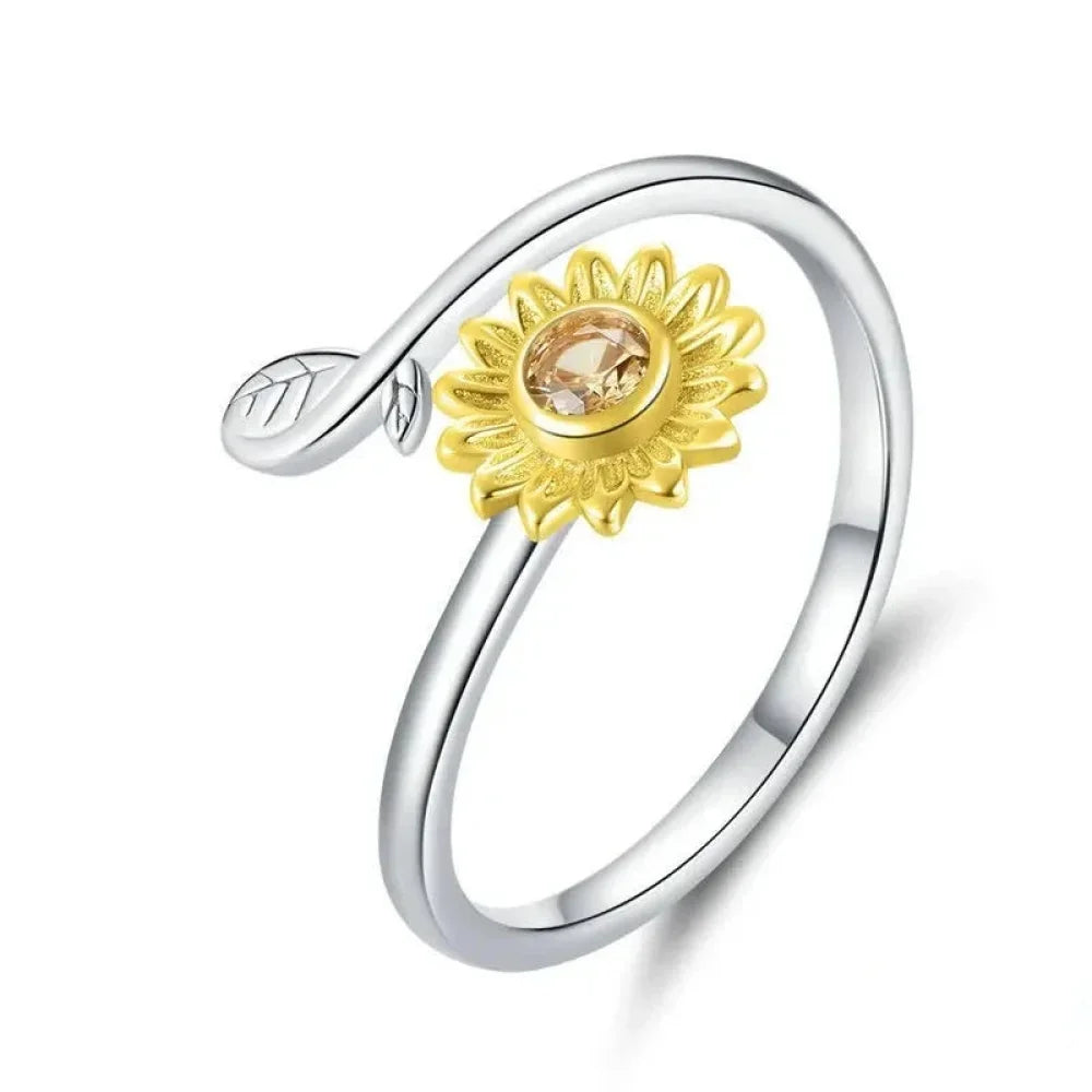 Golden Sunflower Open Ring - A Touch Of Sunshine For Your Hand