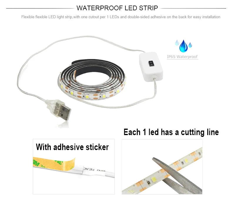 DC 5V Lamp USB Motion LED Backlight LED TV Kitchen LED Strip Hand Sweep Waving ON OFF Sensor Light diode lights Waterproof