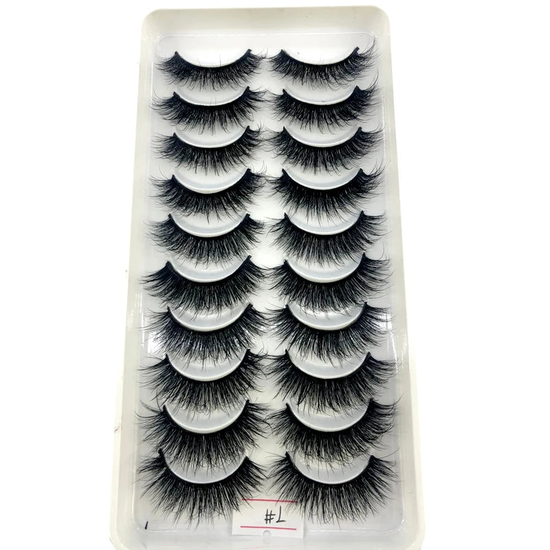2023 New 10 pairs 3D Mink Eyelashes Natural False Eyelashes Lashes Soft Fake Eyelashes Extension Makeup Tools Wholesale