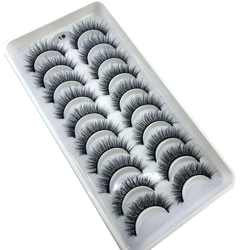 2023 New 10 pairs 3D Mink Eyelashes Natural False Eyelashes Lashes Soft Fake Eyelashes Extension Makeup Tools Wholesale