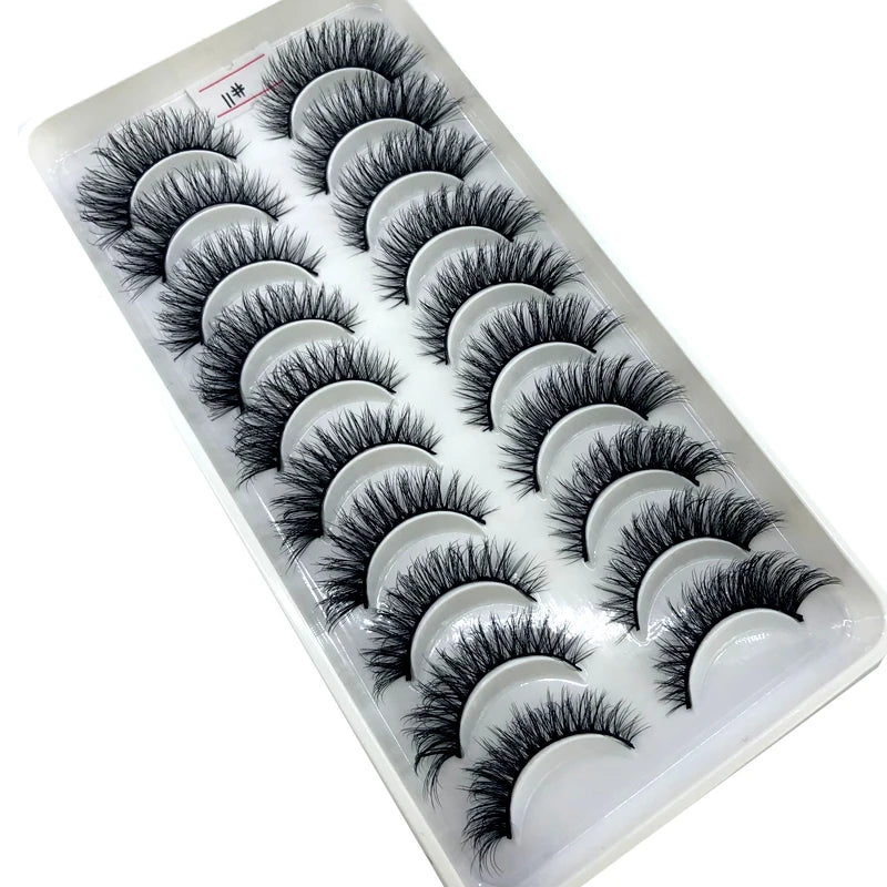 2023 New 10 pairs 3D Mink Eyelashes Natural False Eyelashes Lashes Soft Fake Eyelashes Extension Makeup Tools Wholesale