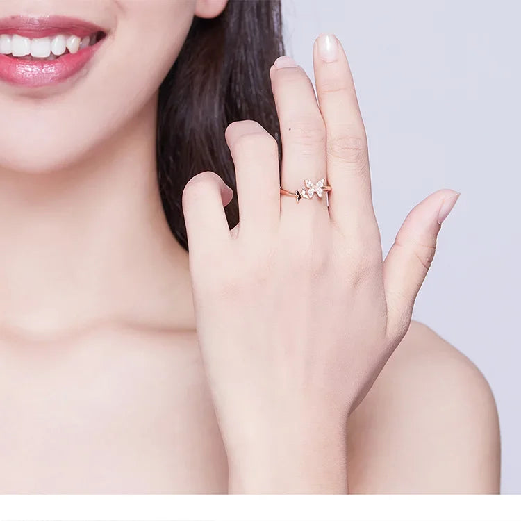 Dazzling Butterfly Sterling Silver Open Ring: A Symbol of Freedom