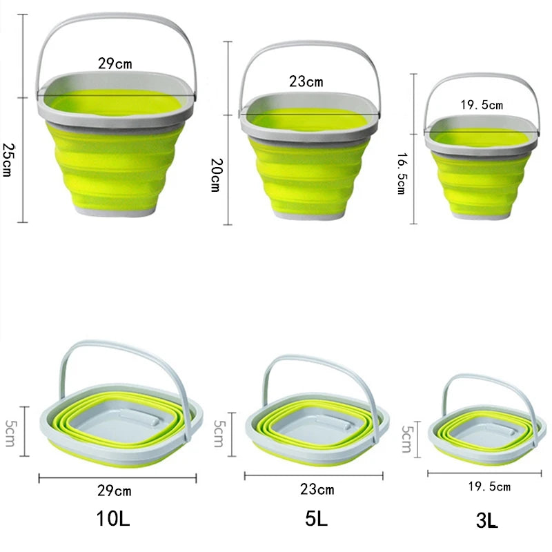 Silicone Bucket Fishing Folding Square Bucket 5L/10L