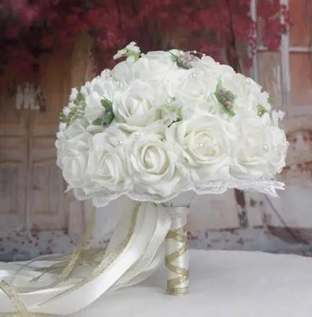 Perfectlifeoh Burgundy Wedding Bouquet Pink/Red/White/Royal Blue Bridal Bridesmaid  Artificial Flower Rose Bride