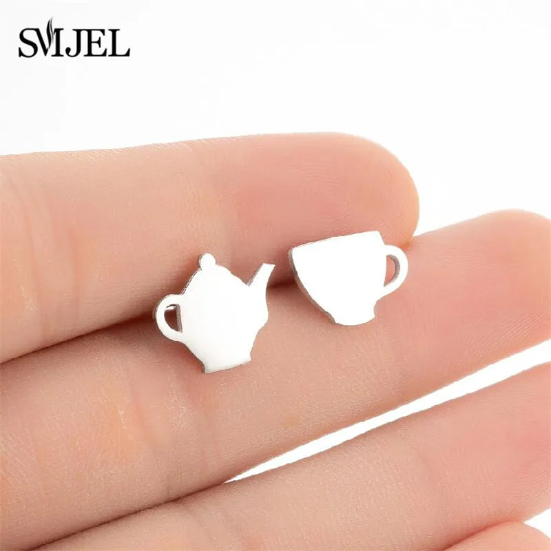 Cute Animal Deer Stud Earrings Stainless Steel Small Snowflake Earring for Women Christmas Jewelry pendientes Gifts