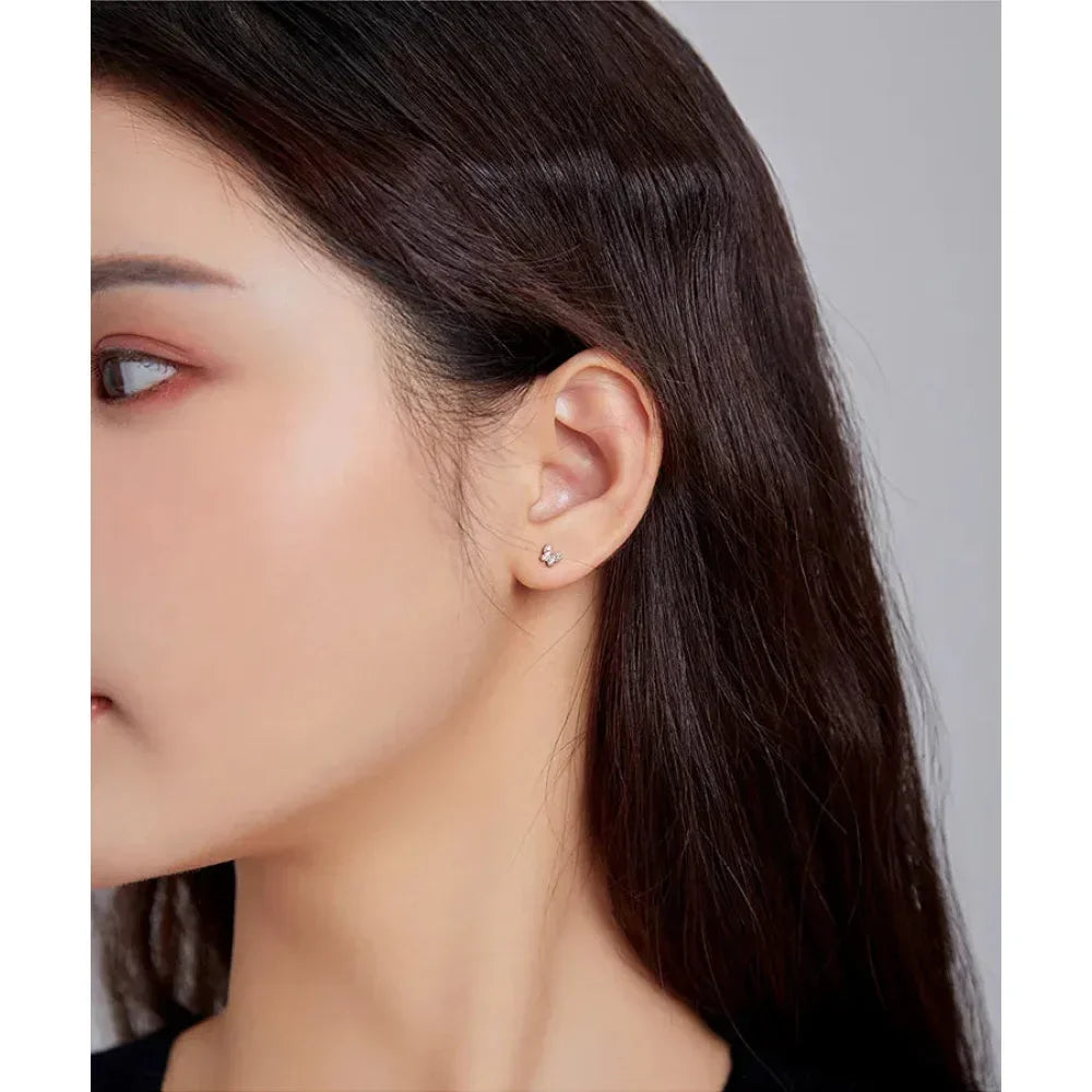 925 Sterling Silver Star And Butterfly Stud Earrings - Delicate And Fine Jewelry