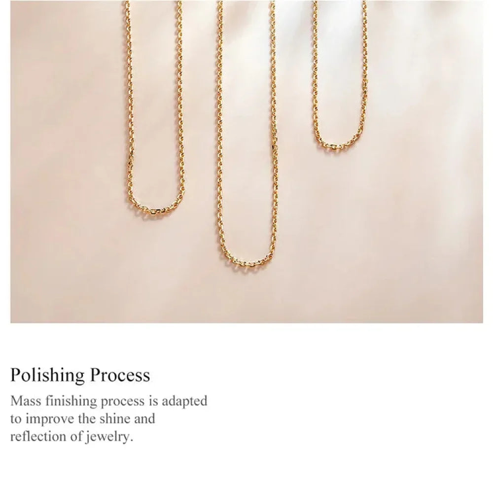 Authentic Gold Color 925 Sterling Silver Basic Cable Chain Necklace - Sca016