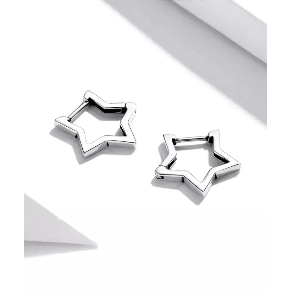 925 Sterling Silver Starlike Earrings - Minimalist Star Shape Ear Buckle for Women - Fashion jewelry SCE1136