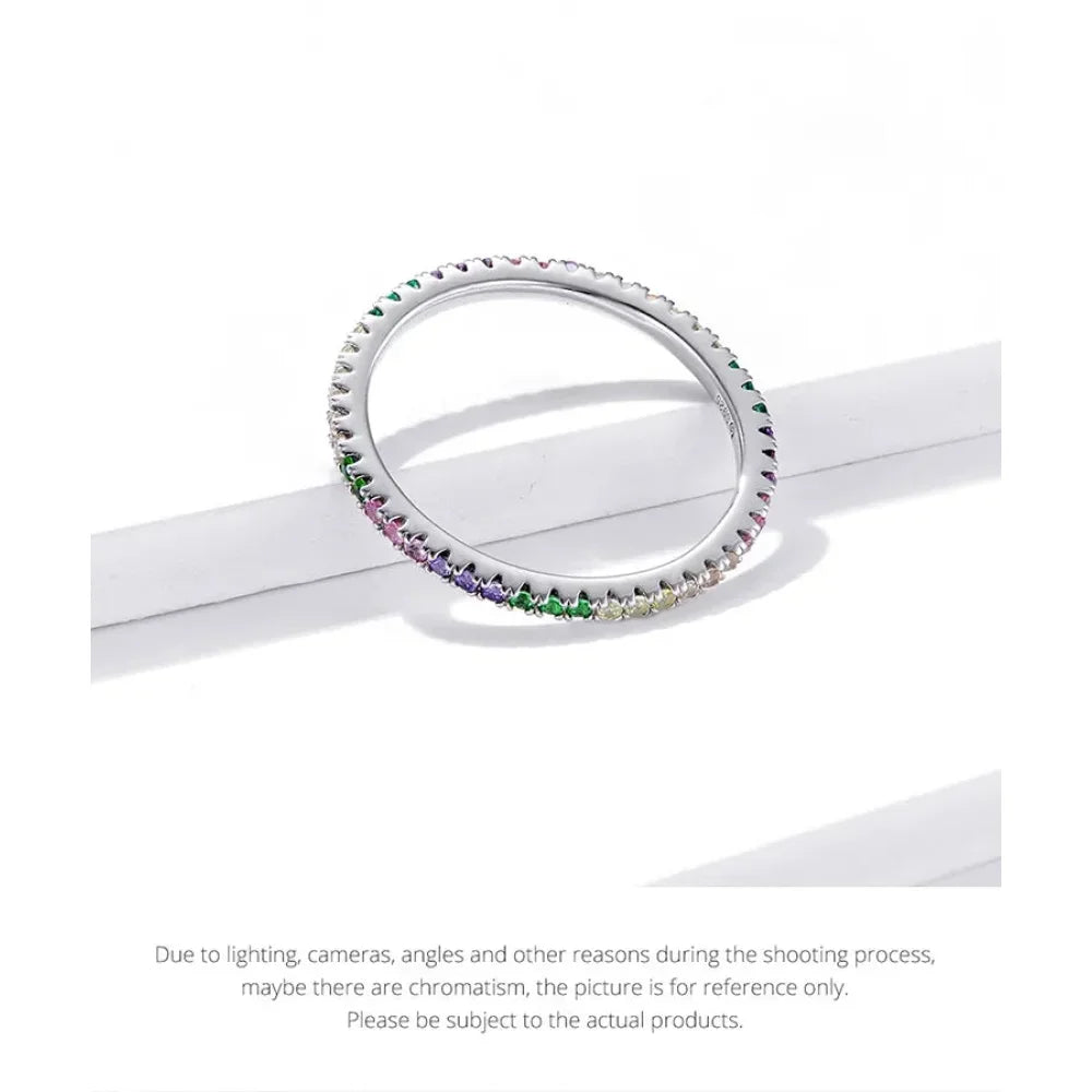 925 Sterling Silver Multicolor Zircon Finger Ring for Women - Trendy Fashion Dazzling CZ Stone Anillos jewelry Gift