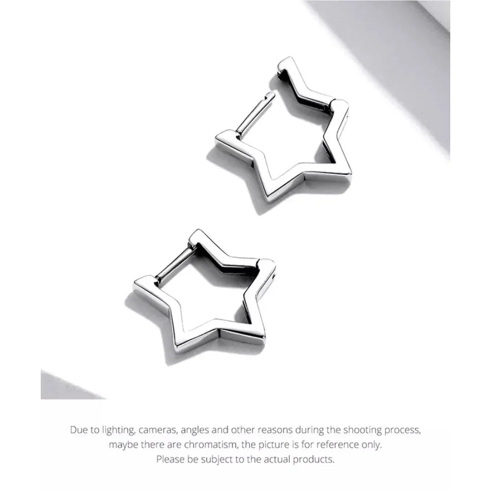 925 Sterling Silver Starlike Earrings - Minimalist Star Shape Ear Buckle for Women - Fashion jewelry SCE1136