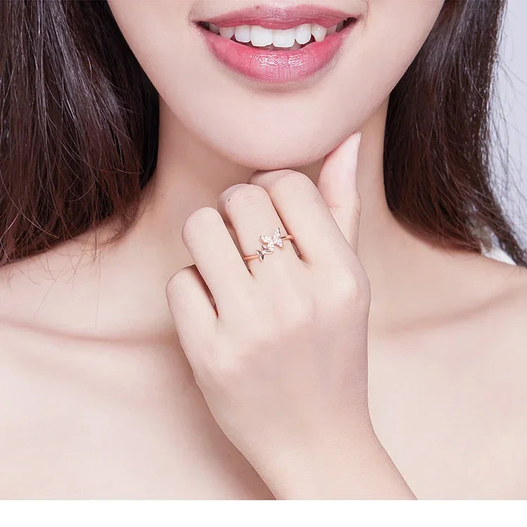 Dazzling Butterfly Sterling Silver Open Ring: A Symbol of Freedom