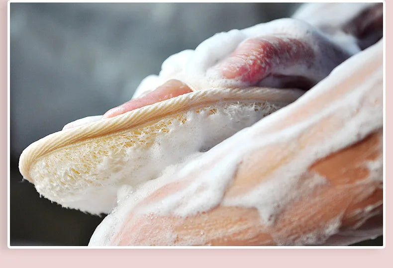Natural Loofah Body Bath Brush - Reusable Exfoliating Scrubber with Soft Bristles Loofah Sponge for Face And Body Cleaning