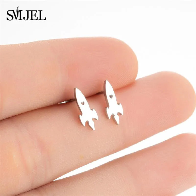 Cute Animal Deer Stud Earrings Stainless Steel Small Snowflake Earring for Women Christmas Jewelry pendientes Gifts