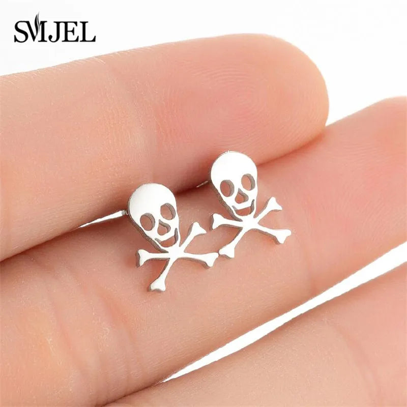 Cute Animal Deer Stud Earrings Stainless Steel Small Snowflake Earring for Women Christmas Jewelry pendientes Gifts