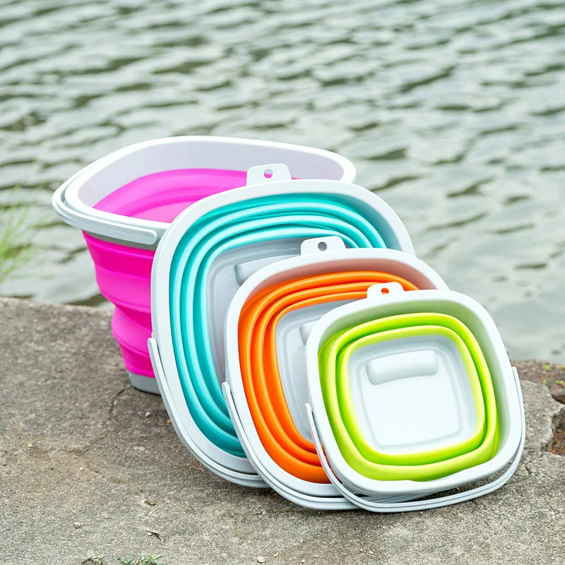 Silicone Bucket Fishing Folding Square Bucket 5L/10L