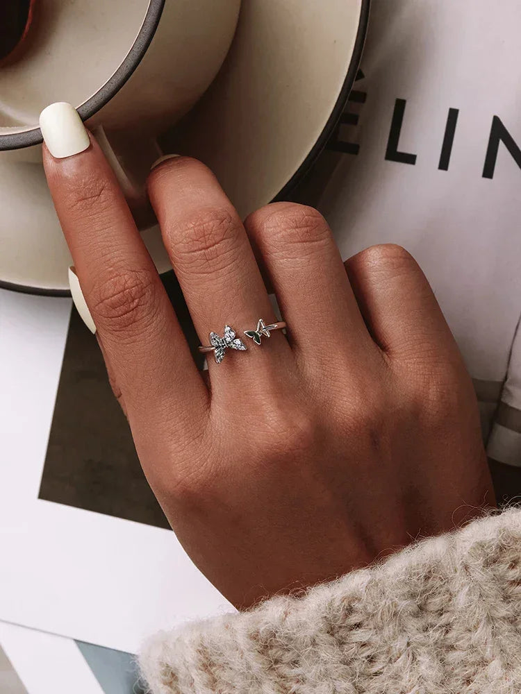 Dazzling Butterfly Sterling Silver Open Ring: A Symbol of Freedom