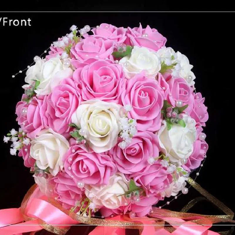 Perfectlifeoh Burgundy Wedding Bouquet Pink/Red/White/Royal Blue Bridal Bridesmaid  Artificial Flower Rose Bride