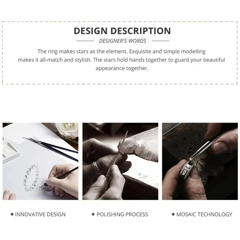 925 Sterling Silver Star Ring - Elegant Wedding Jewelry For Women