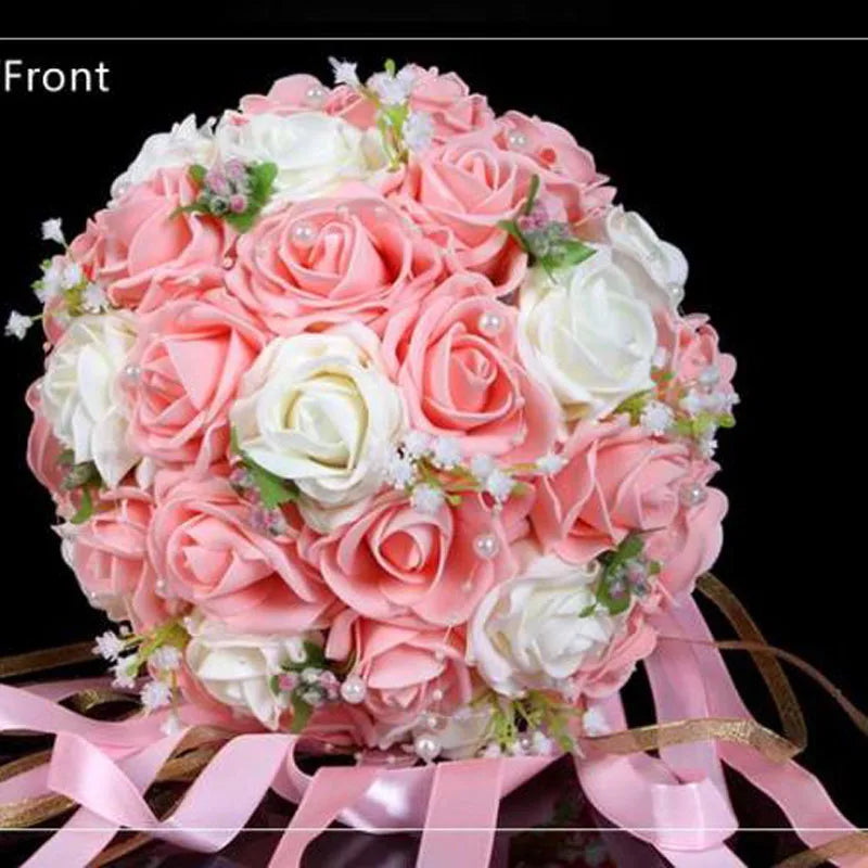 Perfectlifeoh Burgundy Wedding Bouquet Pink/Red/White/Royal Blue Bridal Bridesmaid  Artificial Flower Rose Bride