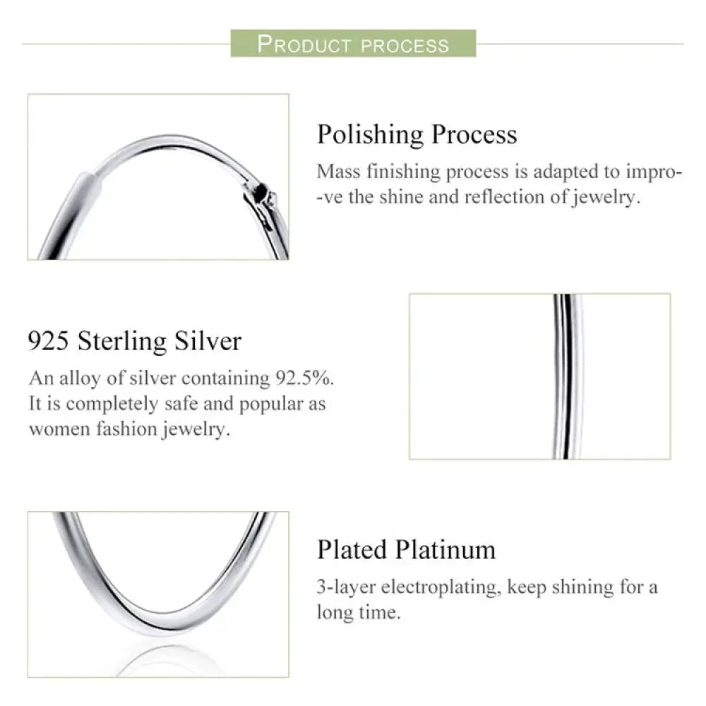 Stylish 925 Sterling Silver Large Hoop Earrings for Women - Trendy Circle Endless Huggie Big Hoops (30/40mm)