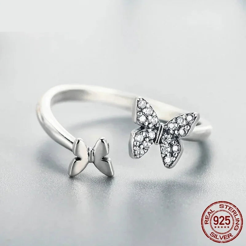 Dazzling Butterfly Sterling Silver Open Ring: A Symbol of Freedom