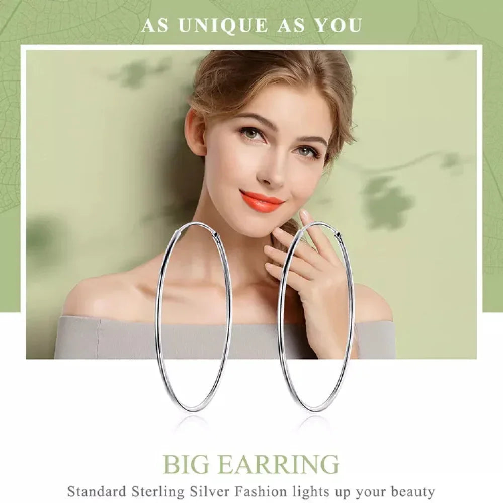 Stylish 925 Sterling Silver Large Hoop Earrings for Women - Trendy Circle Endless Huggie Big Hoops (30/40mm)
