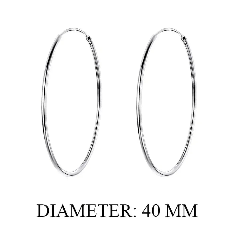 Stylish 925 Sterling Silver Large Hoop Earrings for Women - Trendy Circle Endless Huggie Big Hoops (30/40mm)
