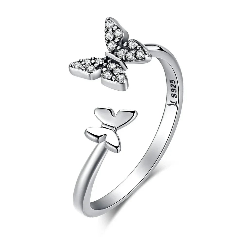 Dazzling Butterfly Sterling Silver Open Ring: A Symbol of Freedom