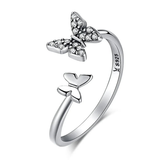 Dazzling Butterfly Sterling Silver Open Ring: A Symbol of Freedom
