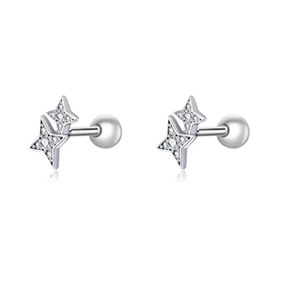 925 Sterling Silver Star And Butterfly Stud Earrings - Delicate And Fine Jewelry