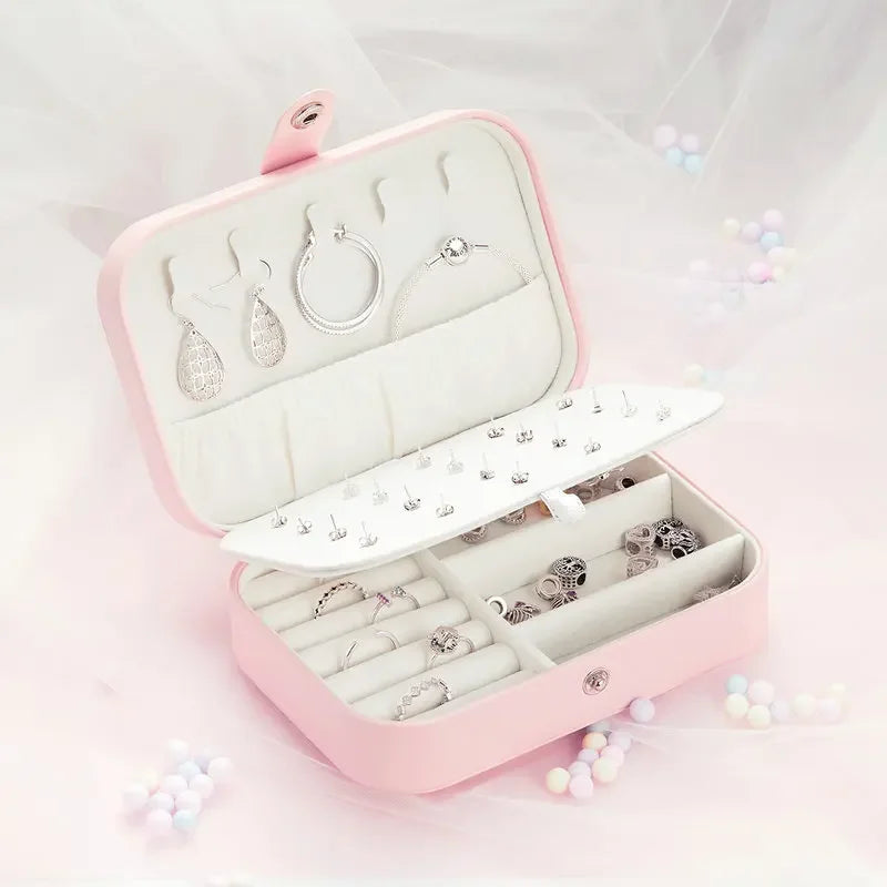 Treasure Keeper: Pink Pu Leather Jewelry Box For Rings, Necklaces & More