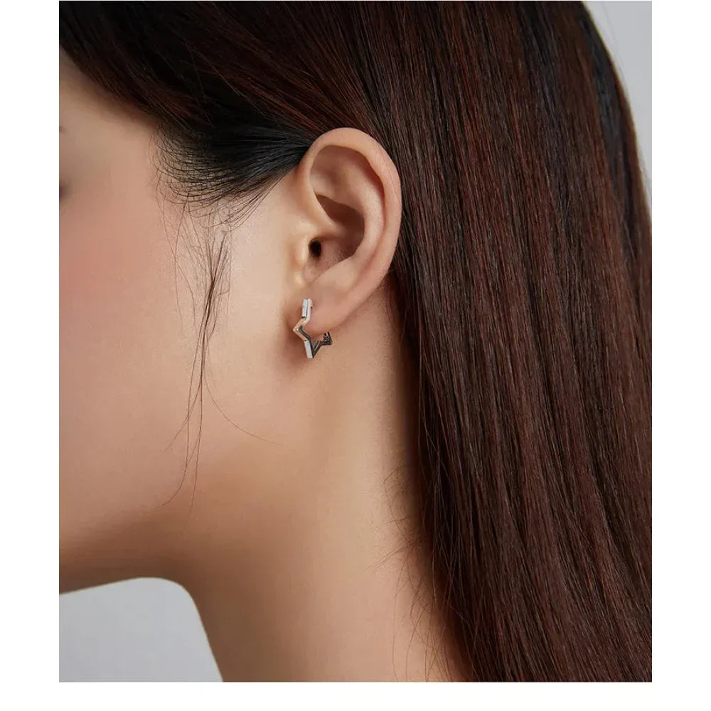 925 Sterling Silver Starlike Earrings - Minimalist Star Shape Ear Buckle for Women - Fashion jewelry SCE1136