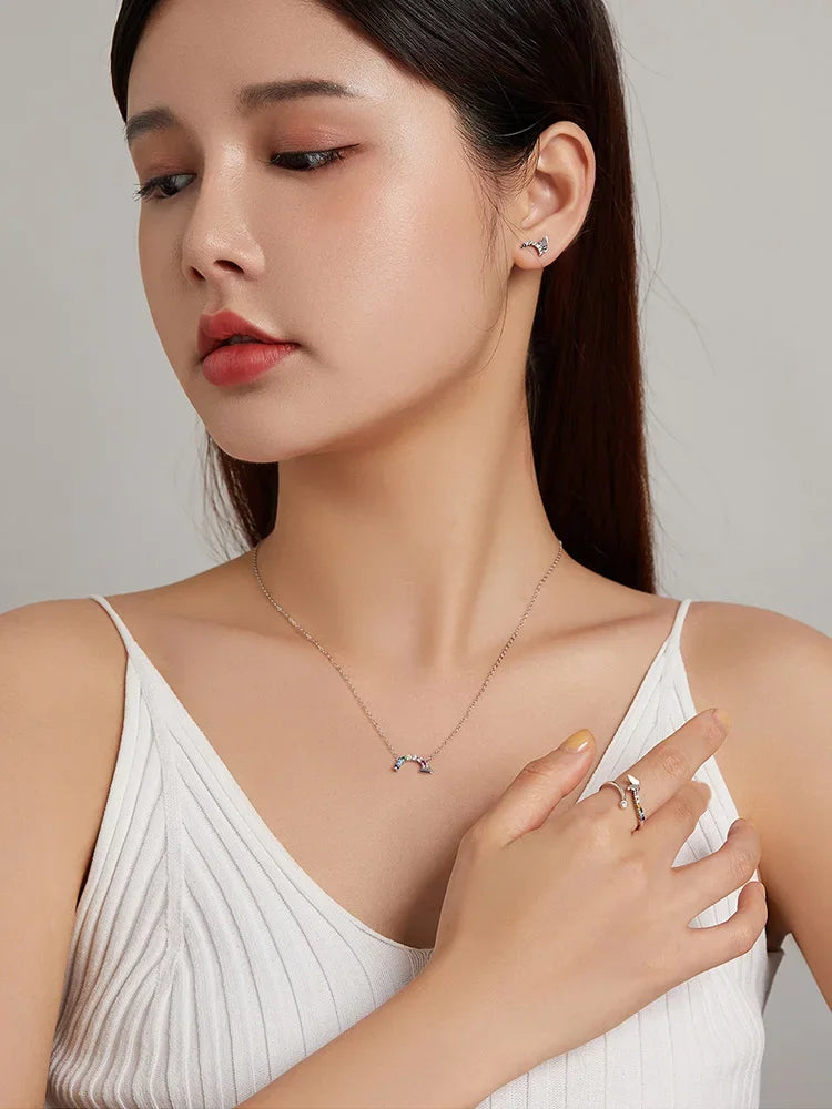 925 Sterling Silver Rainbow Butterfly Ring for Women - Adjustable Open Ring with Colorful Zircon Stones