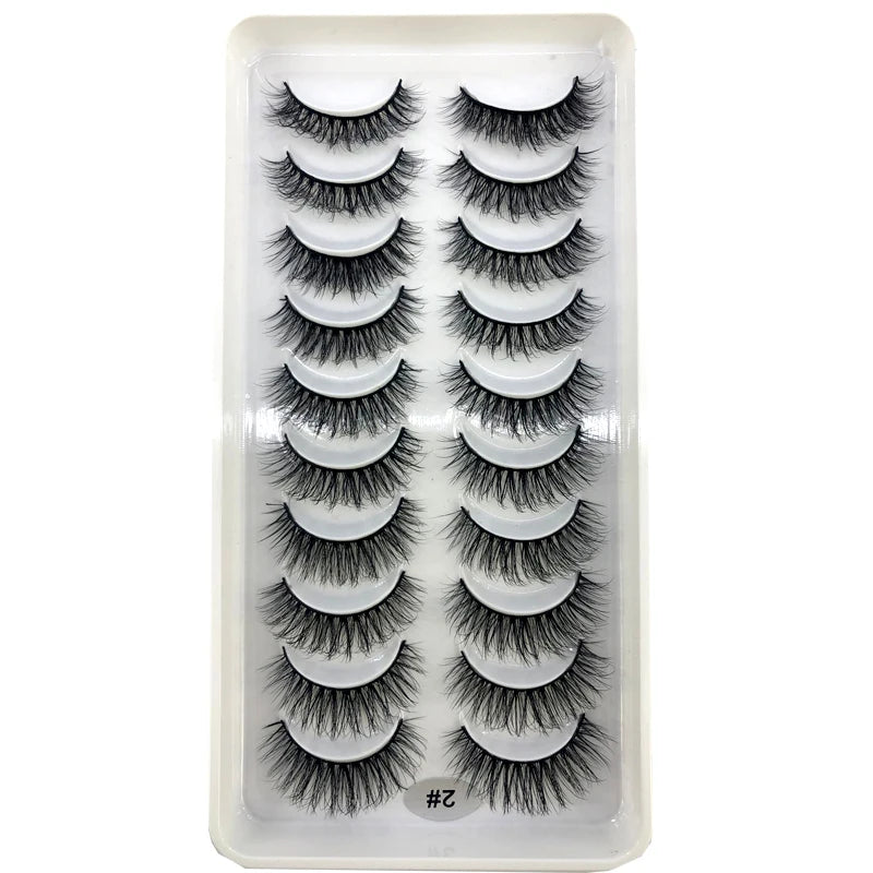 2023 New 10 pairs 3D Mink Eyelashes Natural False Eyelashes Lashes Soft Fake Eyelashes Extension Makeup Tools Wholesale