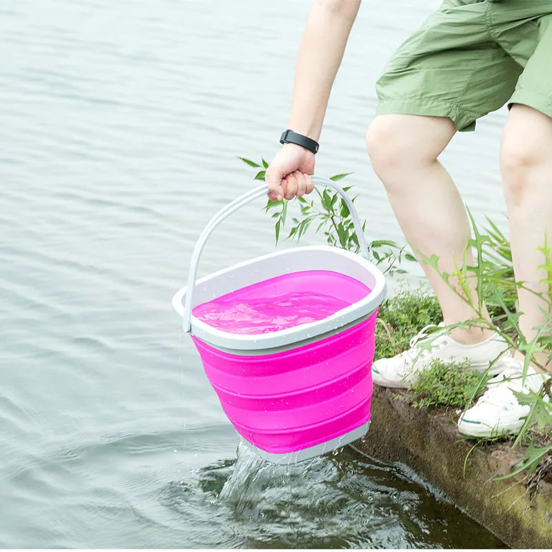 Silicone Bucket Fishing Folding Square Bucket 5L/10L