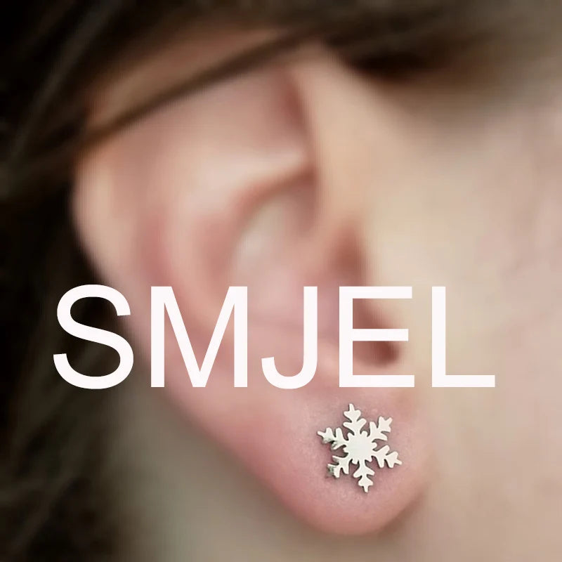 Cute Animal Deer Stud Earrings Stainless Steel Small Snowflake Earring for Women Christmas Jewelry pendientes Gifts