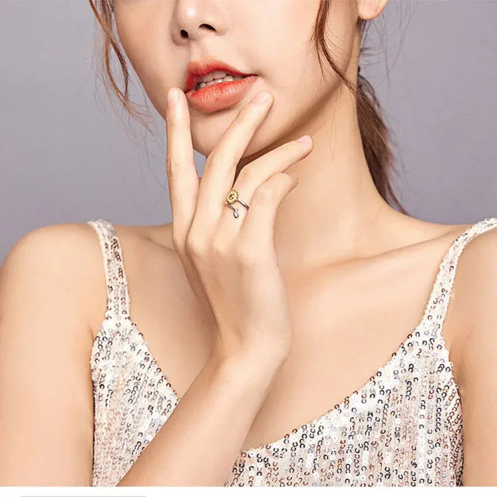 Golden Sunflower Open Ring - A Touch Of Sunshine For Your Hand