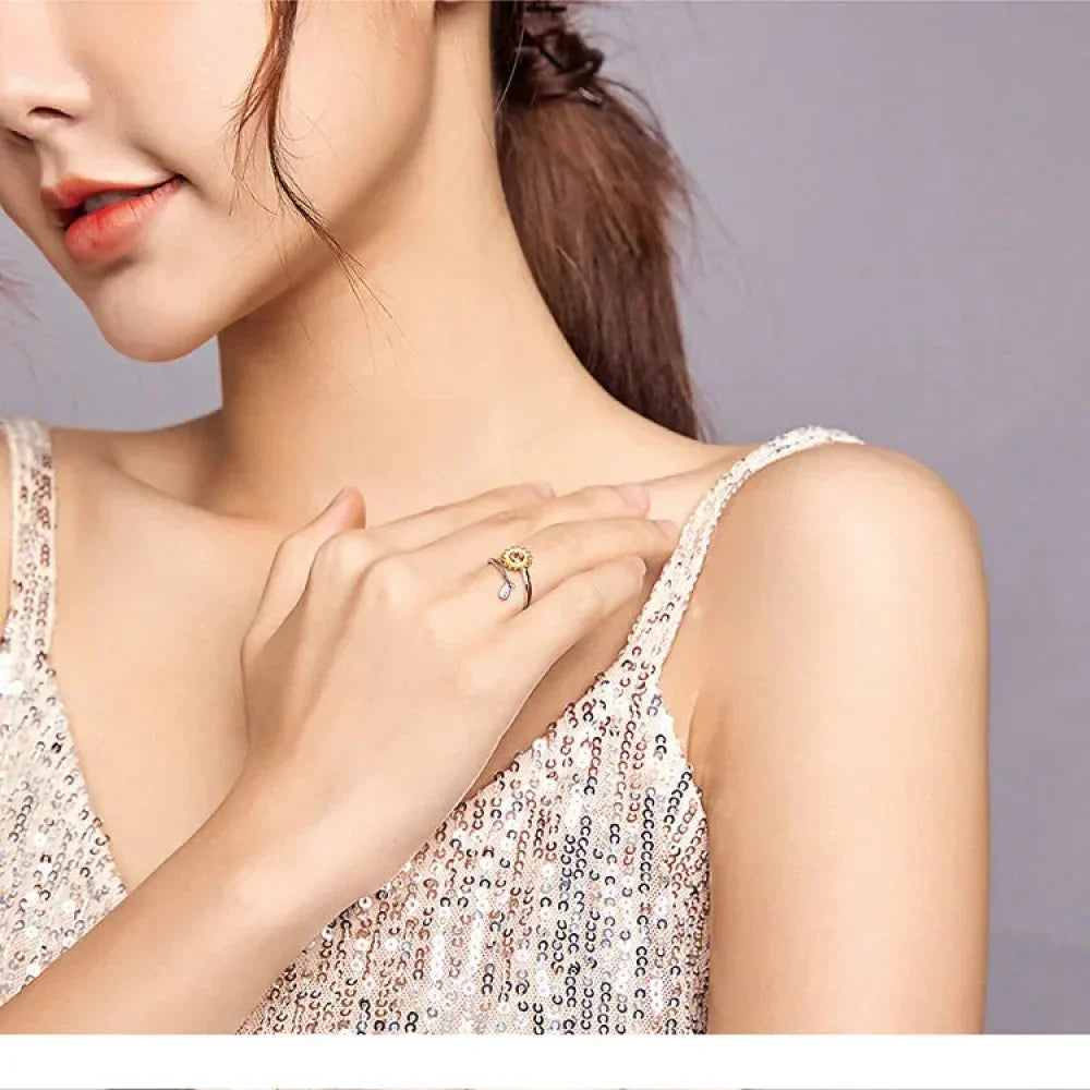 Golden Sunflower Open Ring - A Touch Of Sunshine For Your Hand
