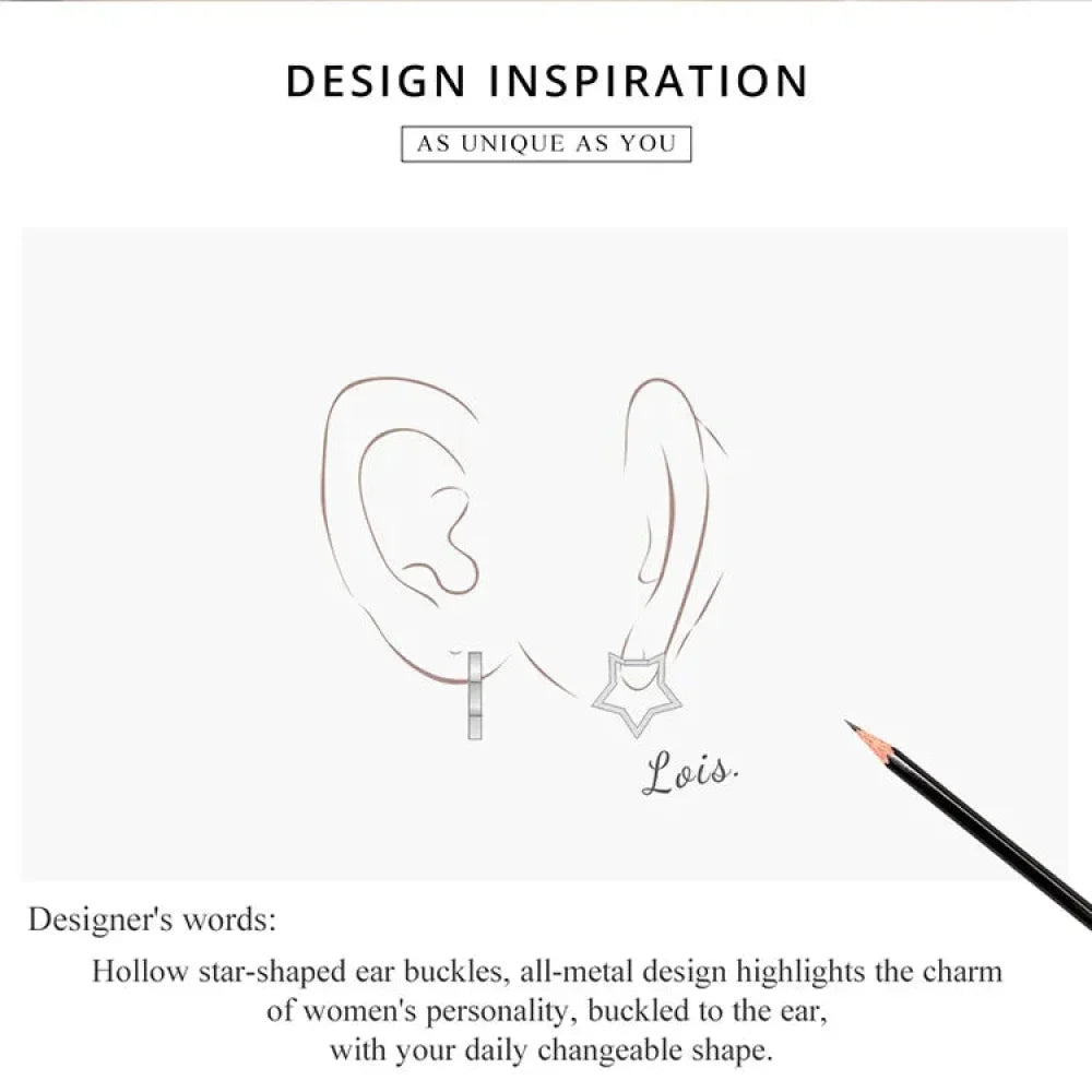 925 Sterling Silver Starlike Earrings - Minimalist Star Shape Ear Buckle for Women - Fashion jewelry SCE1136