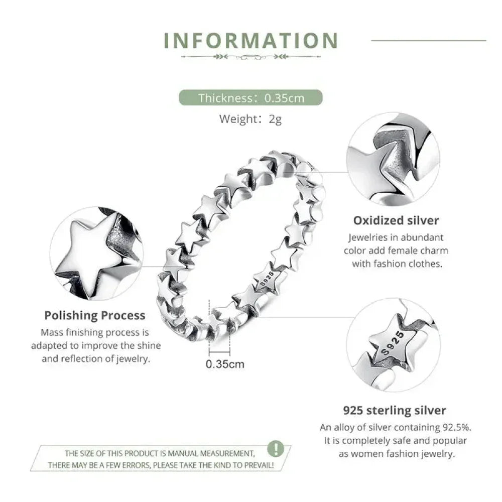 925 Sterling Silver Star Ring - Elegant Wedding Jewelry For Women