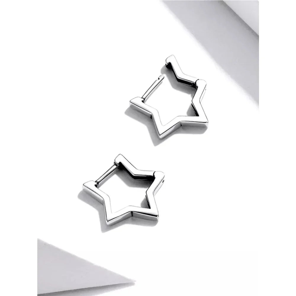 925 Sterling Silver Starlike Earrings - Minimalist Star Shape Ear Buckle for Women - Fashion jewelry SCE1136