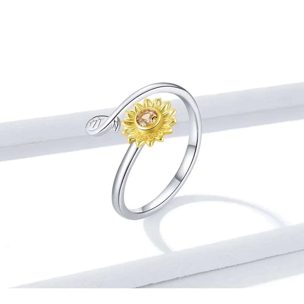 Golden Sunflower Open Ring - A Touch Of Sunshine For Your Hand