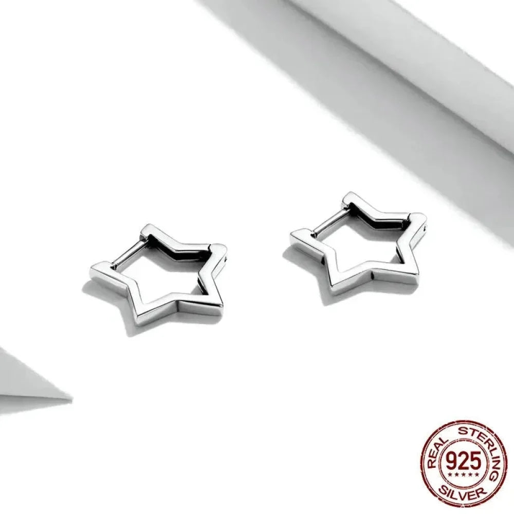 925 Sterling Silver Starlike Earrings - Minimalist Star Shape Ear Buckle for Women - Fashion jewelry SCE1136