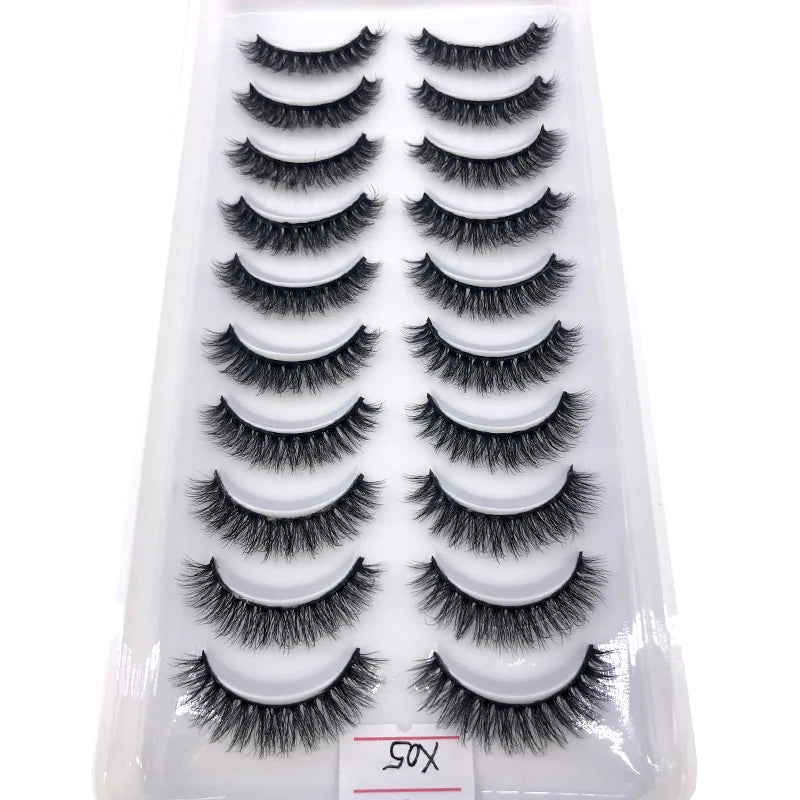 2023 New 10 pairs 3D Mink Eyelashes Natural False Eyelashes Lashes Soft Fake Eyelashes Extension Makeup Tools Wholesale