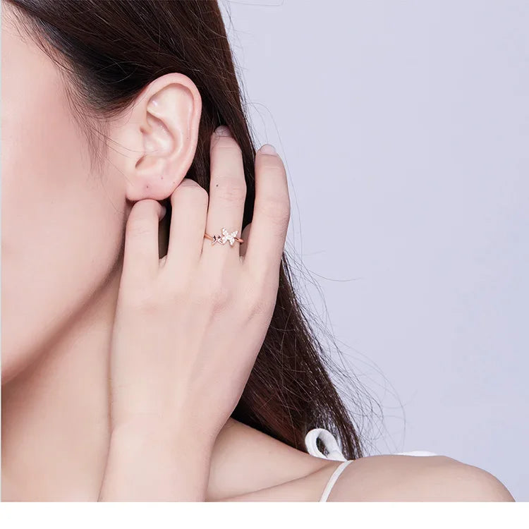 Dazzling Butterfly Sterling Silver Open Ring: A Symbol of Freedom