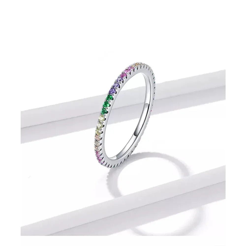 925 Sterling Silver Multicolor Zircon Finger Ring for Women - Trendy Fashion Dazzling CZ Stone Anillos jewelry Gift