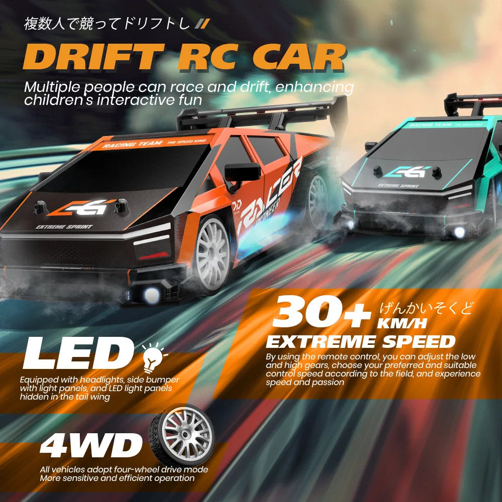 High-Speed 1:24 RC Mustang Drift Car with Remote & Replaceable Tires-2