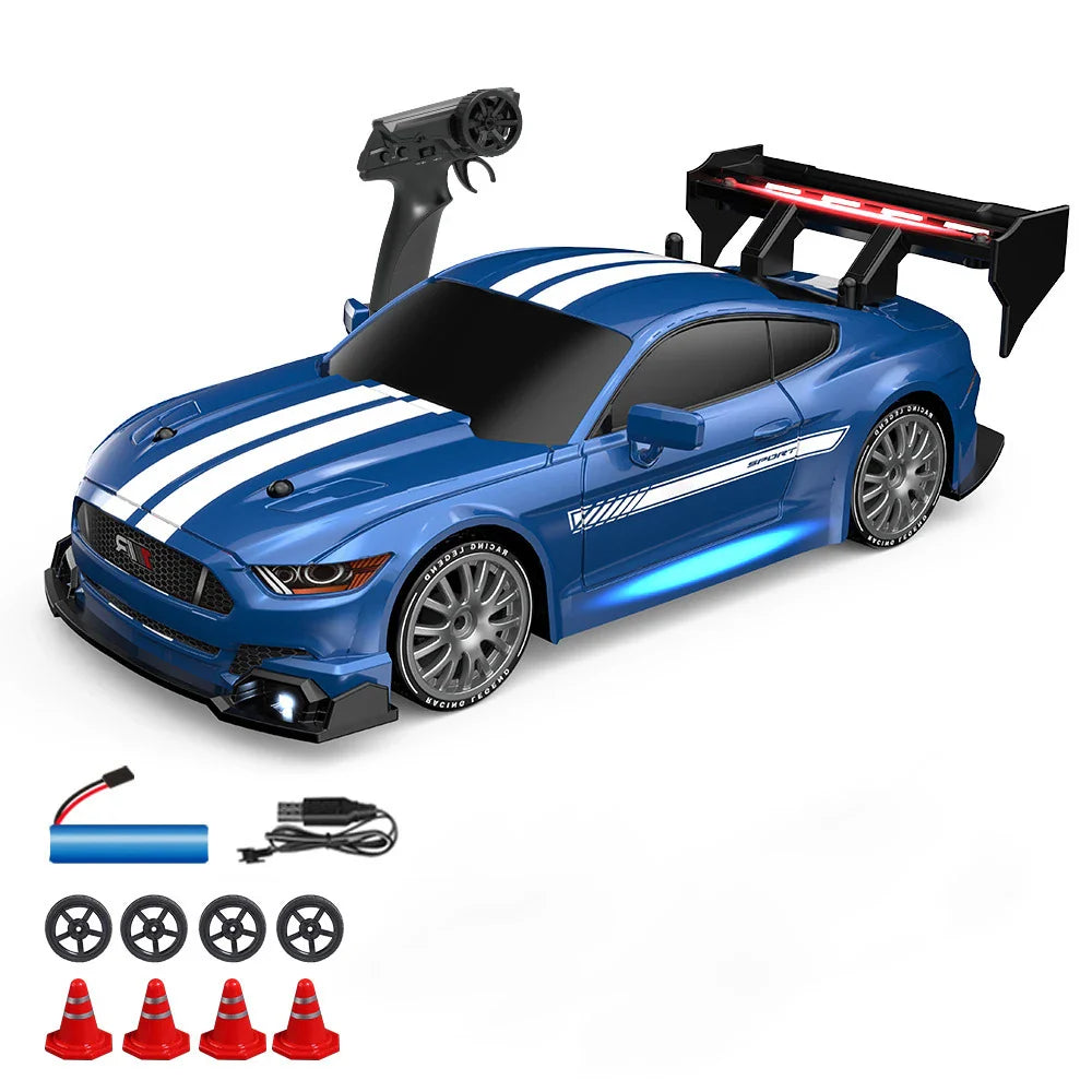High-Speed 1:24 RC Mustang Drift Car with Remote & Replaceable Tires-7