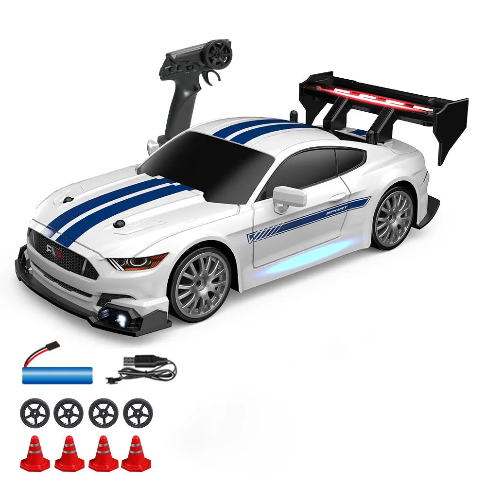 High-Speed 1:24 RC Mustang Drift Car with Remote & Replaceable Tires-8