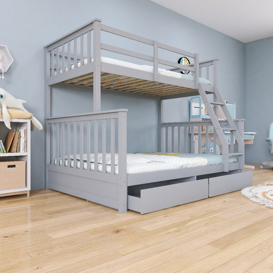 ARDYNAMIC Single Over Double Convertible Bunk Bed with Drawers in Grey